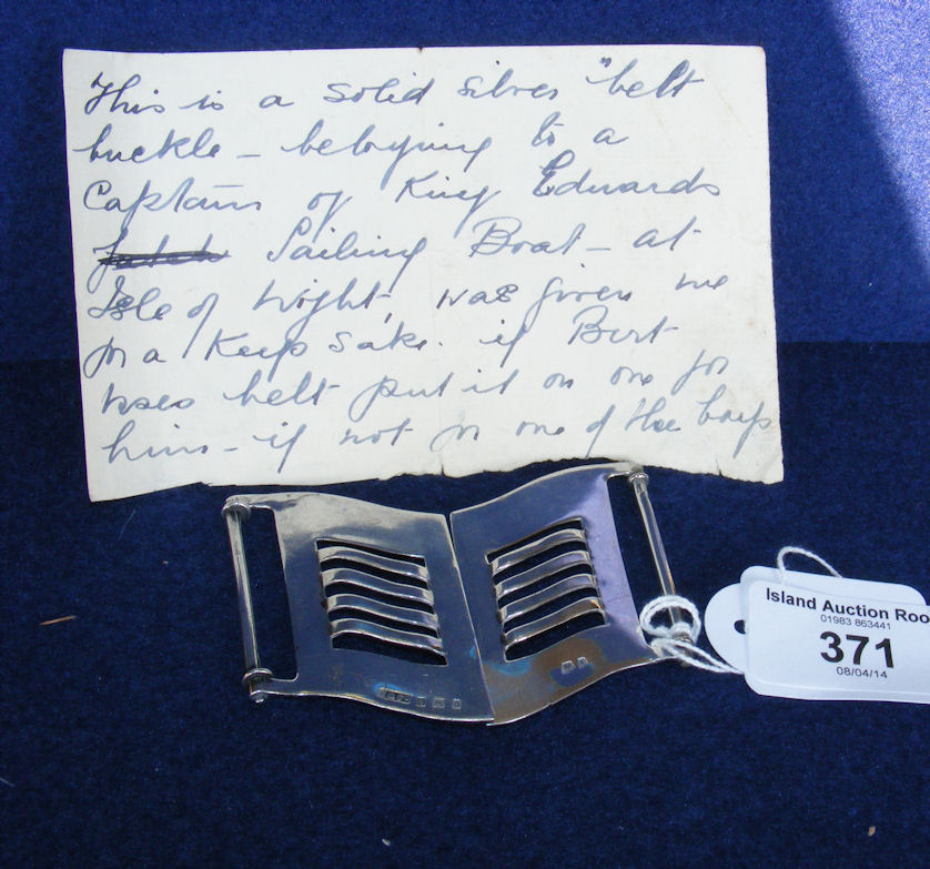 Interesting silver belt buckle - belonging to Captain of King Edward’s sailing boat at the Isle of