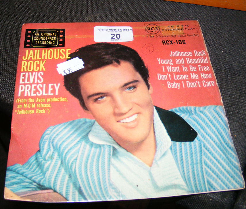 Elvis Presley - early 45 RPM Extended Play record in original sleeve, including “Jailhouse Rock”