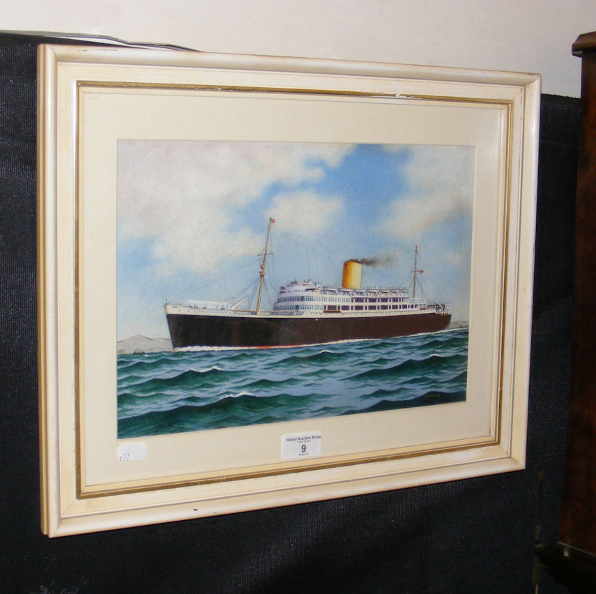 E THOMAS - 23cm x 34cm - watercolour portrait of the liner “Andes” - signed.