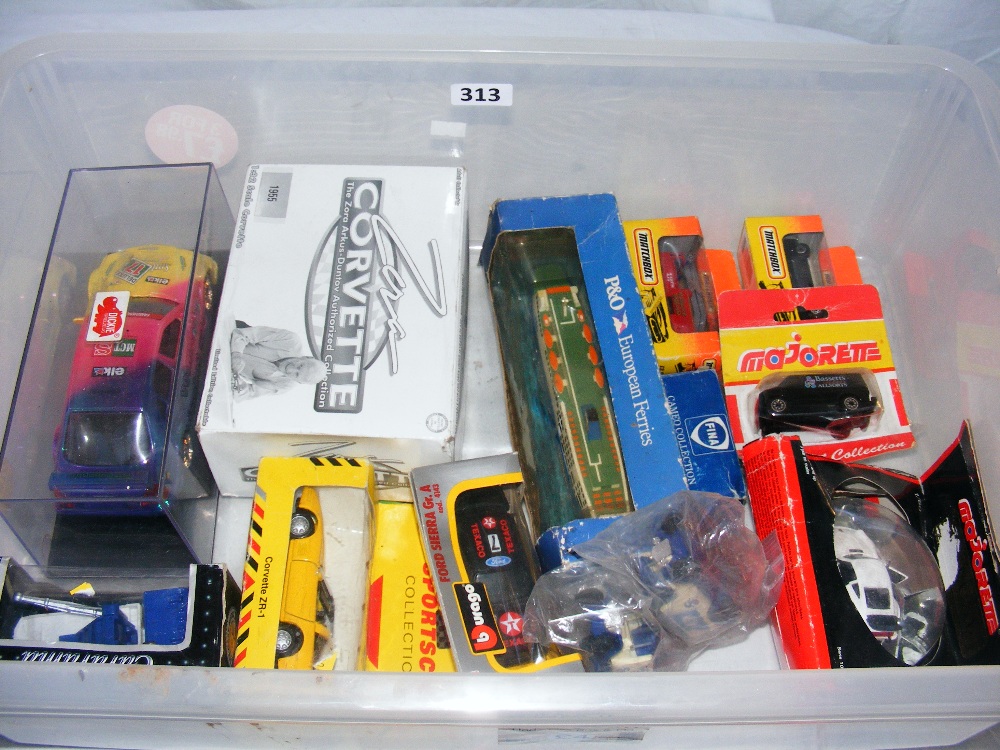 A box of diecast cars.