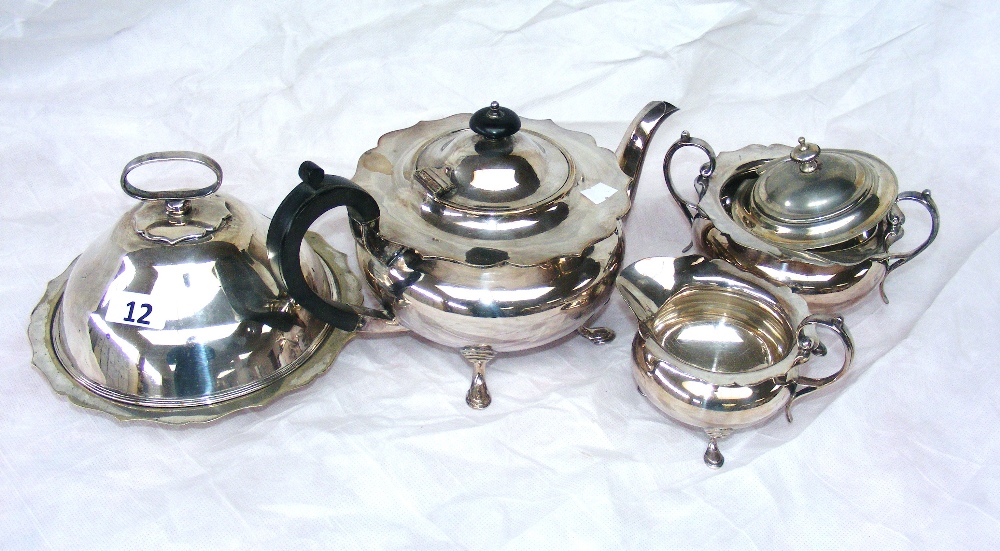 A Victorian four piece silver plated tea set by James Dixon & Sons.