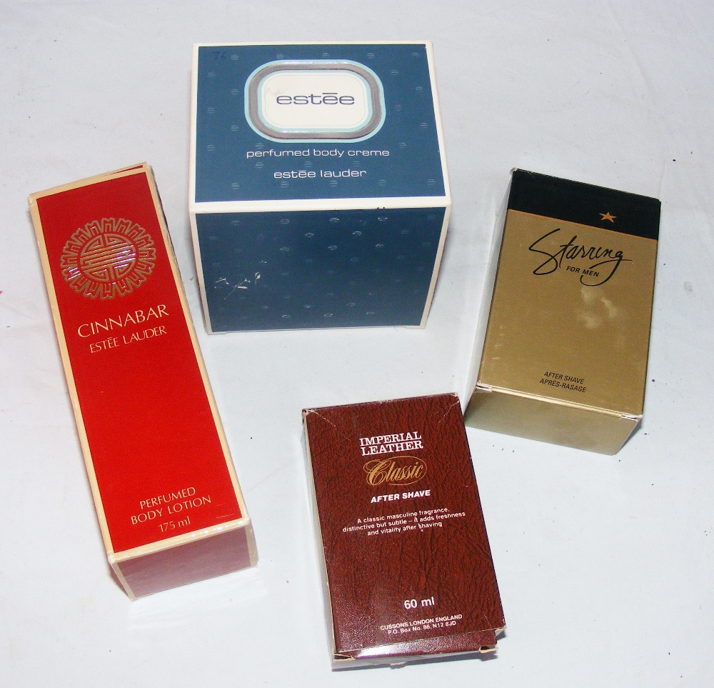 A box of vintage fragrances.
