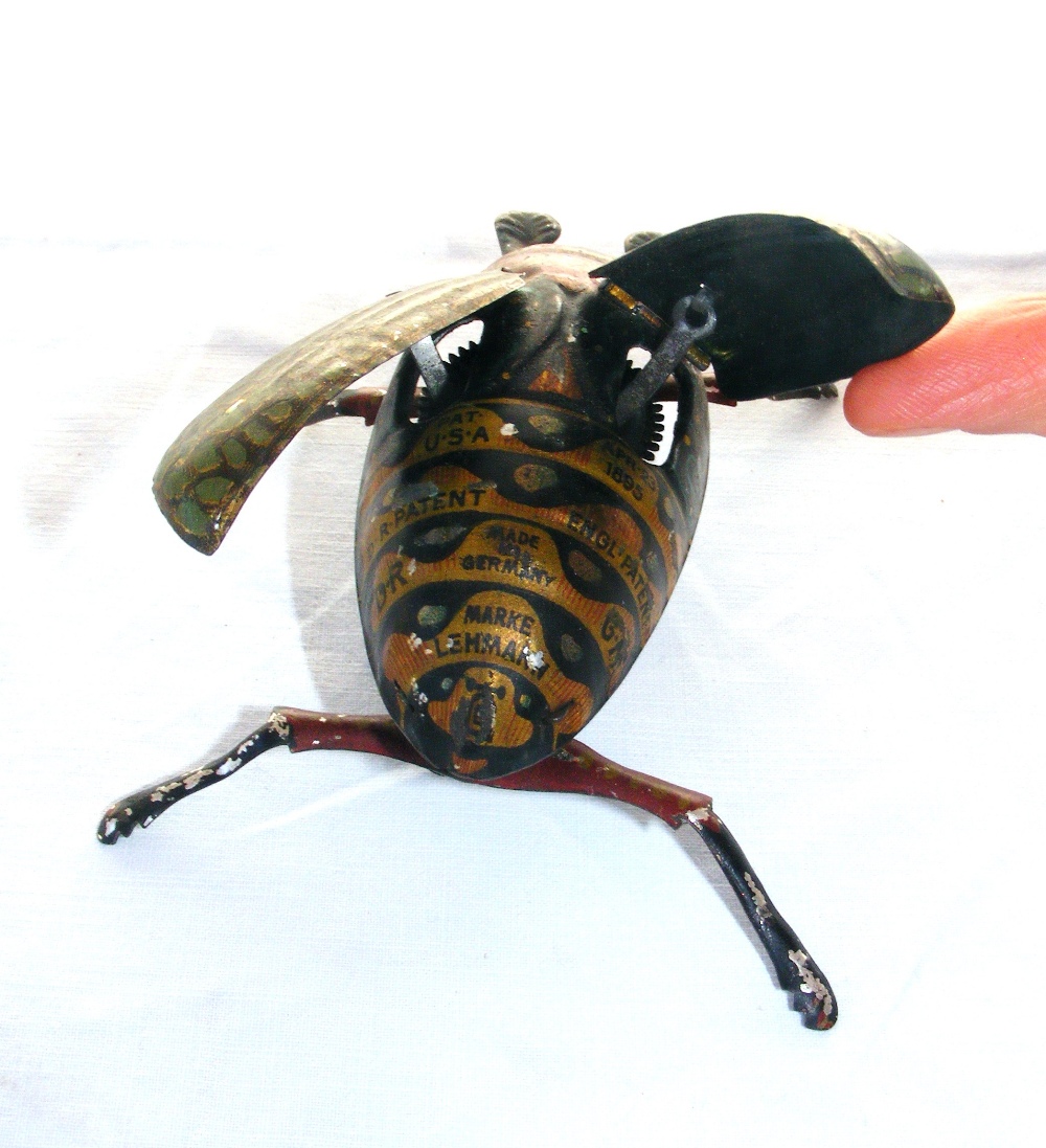 A Lehmann German tin plate crawling beetle wind up toy dated 1895.   CONDITION REPORT:  In working - Image 2 of 2