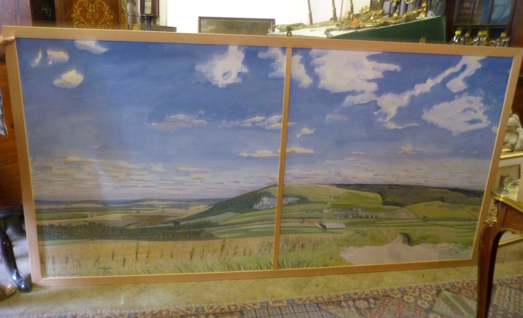 Stephen Moriarti VIEW OF THE SOUTH DOWNS Oil on board, 116 x 234 cms