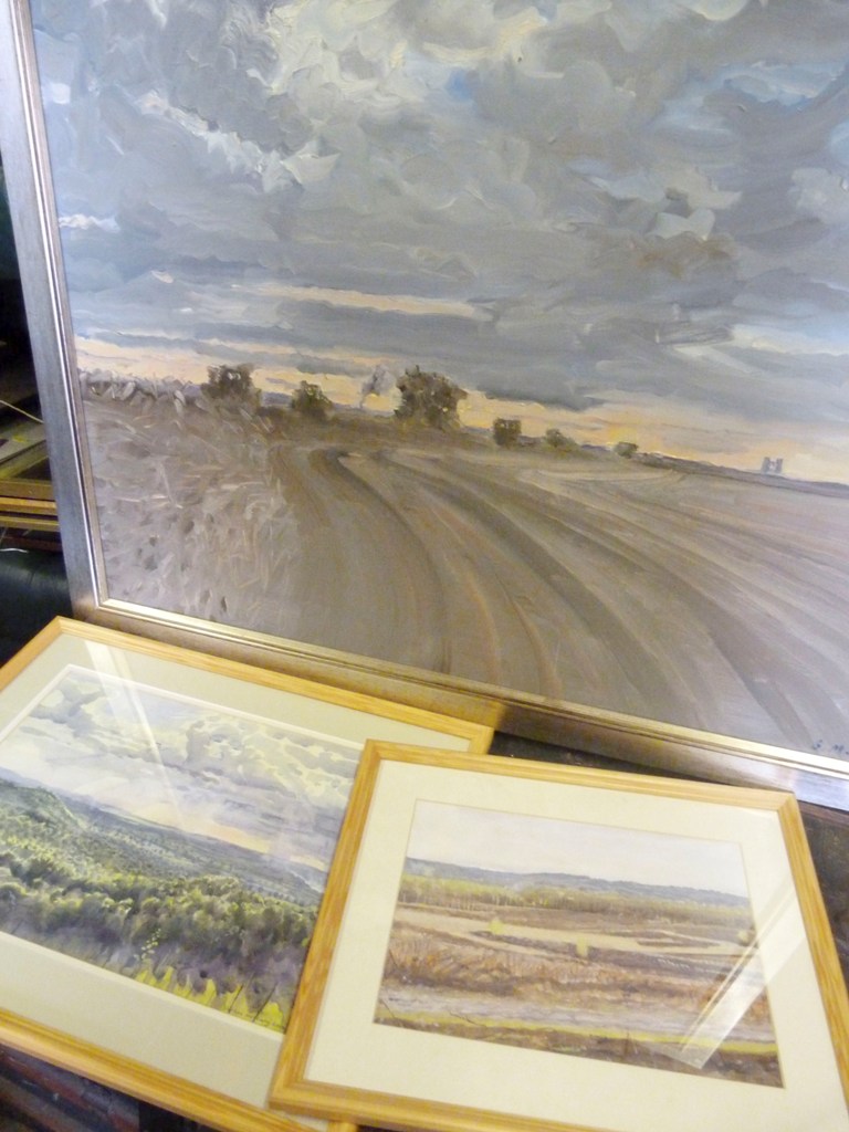 Stephen Moriarti LOCAL VIEW Oil on board, together with two other similar watercolours by the same