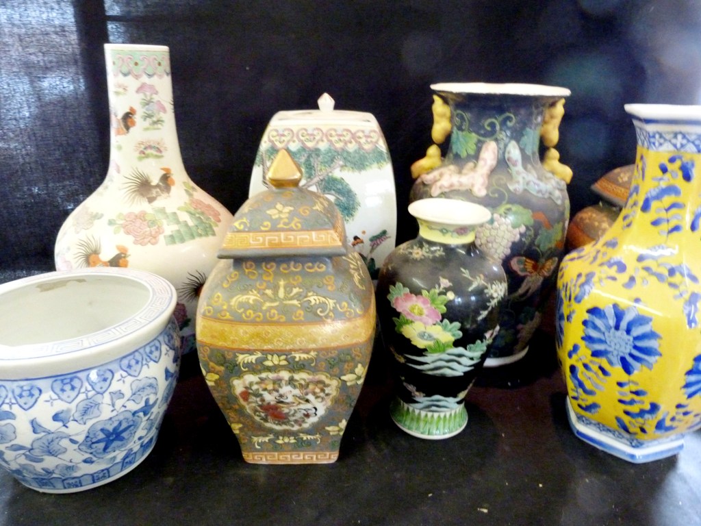 A Chinese Baluster Form Vase, together with a collection of other oriental vases