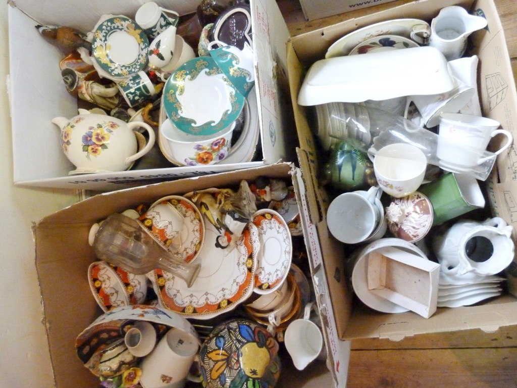 A Large Collection of Ceramics within three boxes, to include vases, bowls and other items