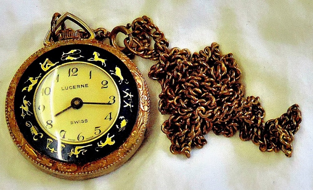 Watch-Zodiac Fob  Swiss movement by `Lucerne`.  Not working (requires cleaning).