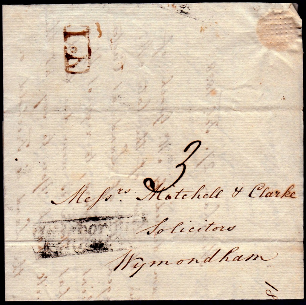 Norfolk Postal History - 1838 EL  Attleborough/Wymondham NK19 XX Attleborough Penny Post + No. 1