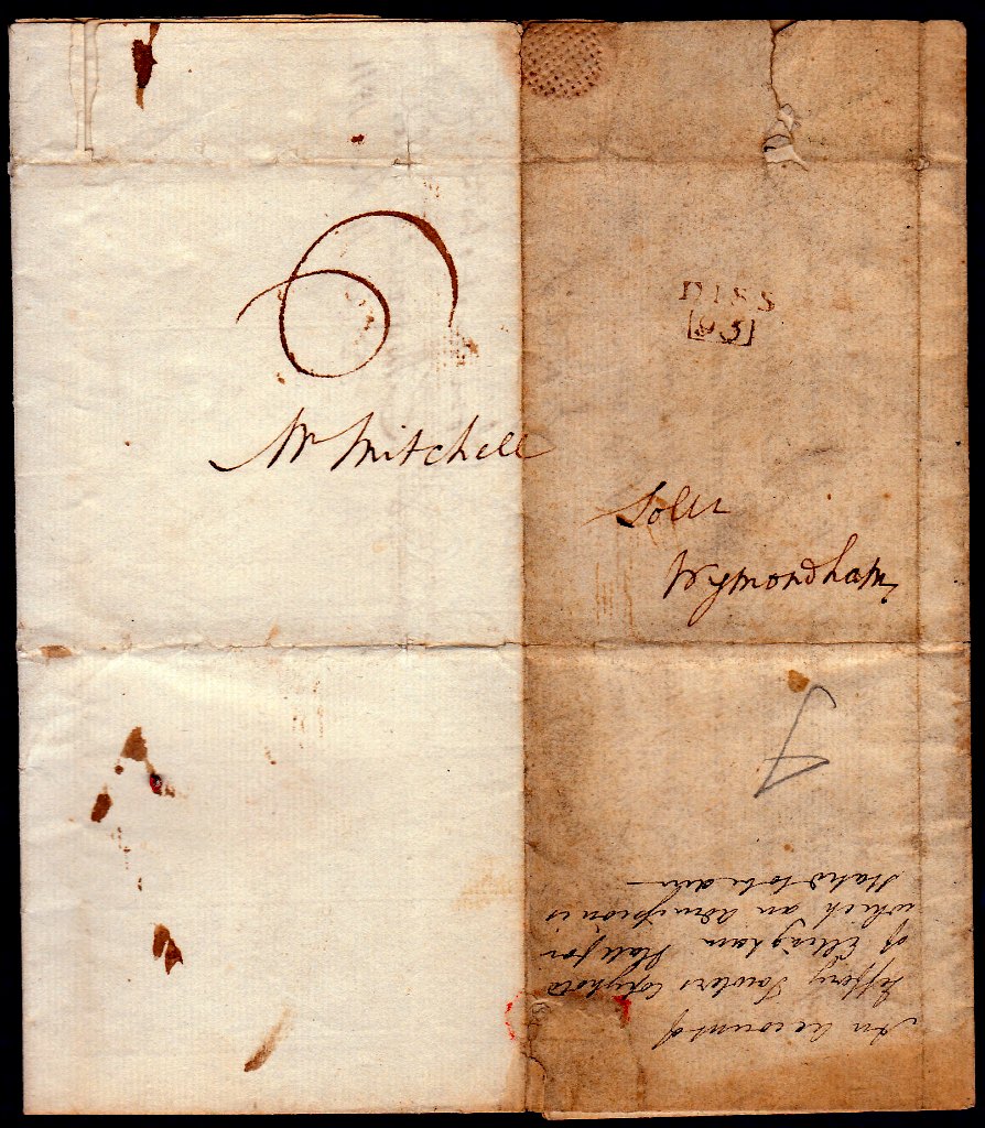 Norfolk Postal History - 1811 EL  Diss/Wymondham Willcocks NK103 XXX in Black Rated C