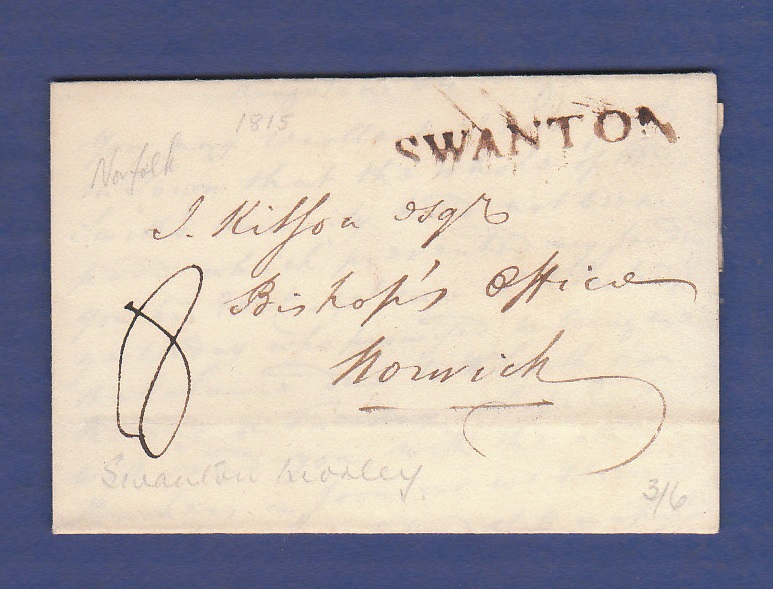 Norfolk - 1815 - EL Holt/Norwich  Willcocks NK397, XXX Swanton 46x5 in Black, Rated F.   Scarce.
