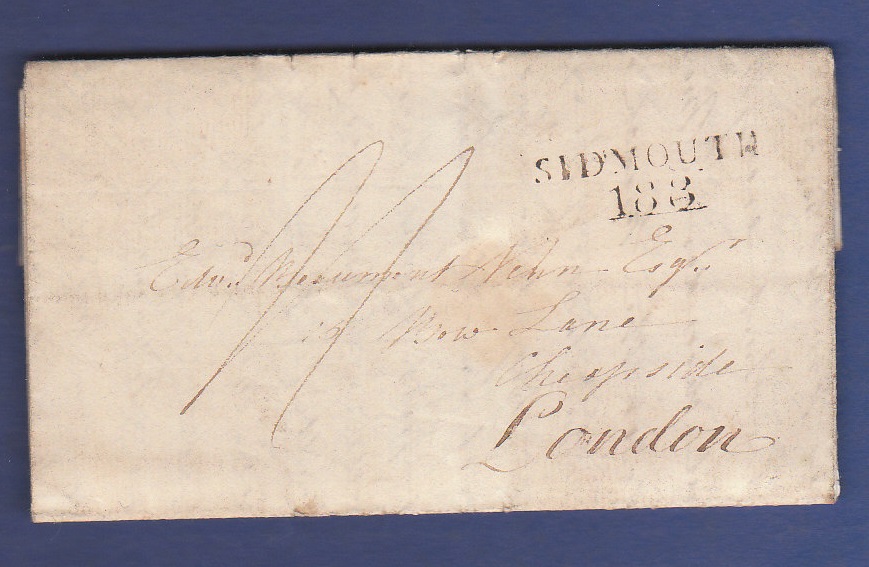 Norfolk Postal History - 1817  Entire Sidmouth/London  Willcocks DN1240, XXX Rated `B`.