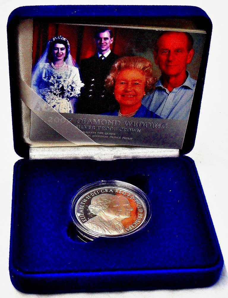 Great Britain 2007 £5 Silver Proof Royal Diamond Wedding  S4303, Royal Mint box and certificate.