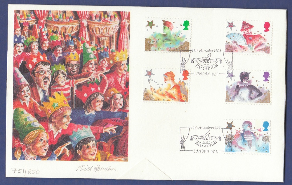 GB 1985 19th Nov Christmas set on FINE ARTS OFFICIAL First Day Cover - Cinderella Special H/S Cat £