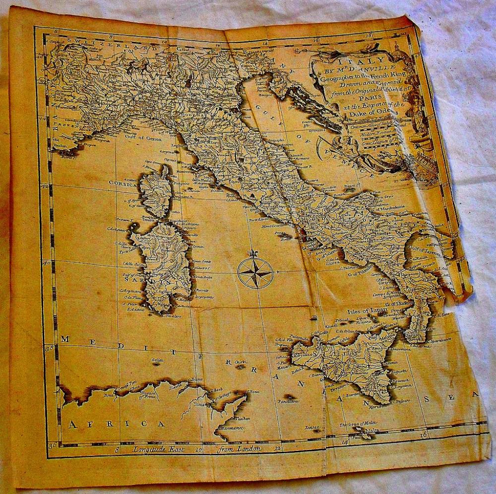 1800`s Map of Italy by Mr. d`Anville, geographer to the king of France; Engraved from the original