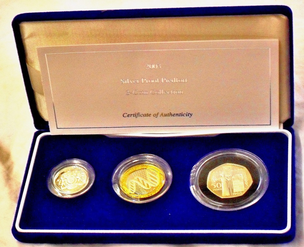 Great Britain 2003 Royal Mint Silver Proof Collection  Piedfort 3-Coin collection.  S4614 - Fifty