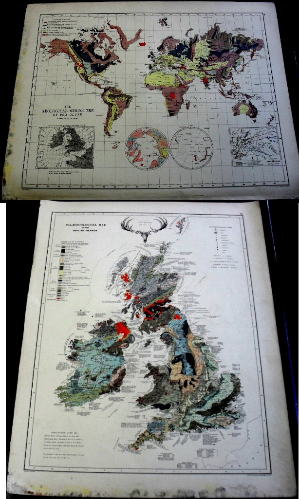 1889 PALAEONTOGICAL MAP of BRITISH ISLANDS ? Superb detailed antique map 14?x19? (JOHNSON?S ATLAS)