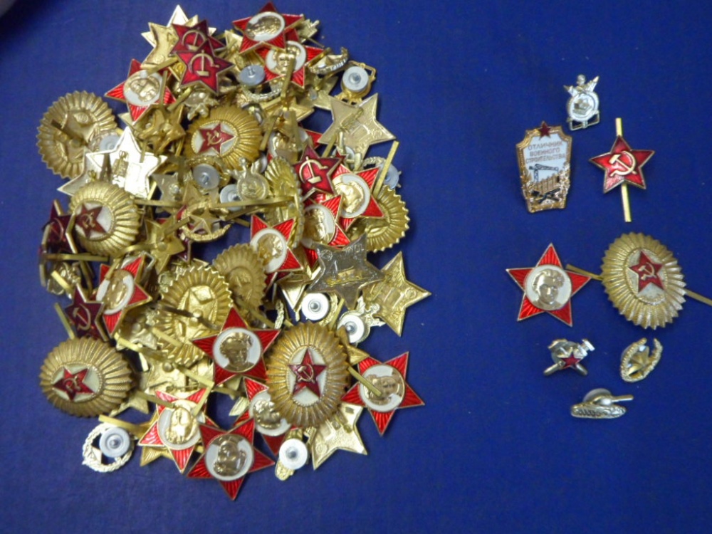 Quantity 100+ Russian Badges, Rank, Breast, Insignia, Party Workers, etc..