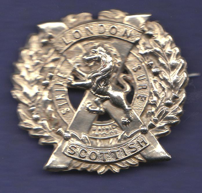 Militaria Badge - British Cap Badge:- 14th Bn London Regiment (London Scottish), adapted to a pin