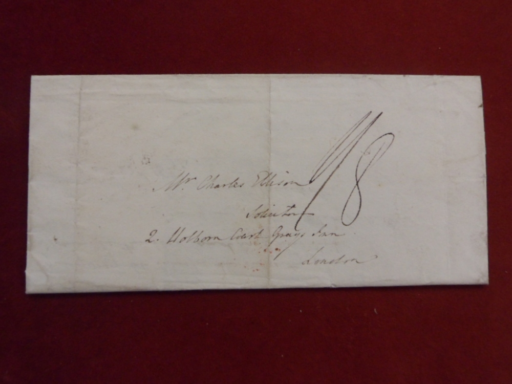 1827 Early Letter - Wolverhampton to London ** Wolverhampton in red