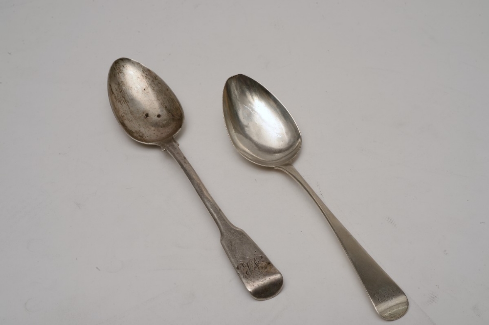 a Georgian HM silver serving spoon 1817/18 and another 1811/12 weight 126 gms