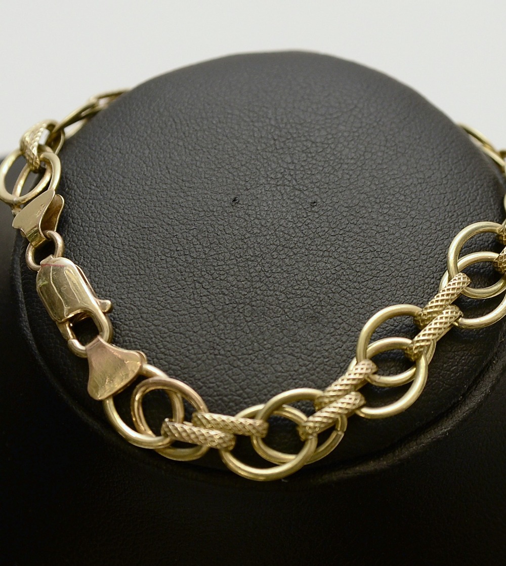 9ct gold anchor link style chain bracelet approx 20cm long 9.3g