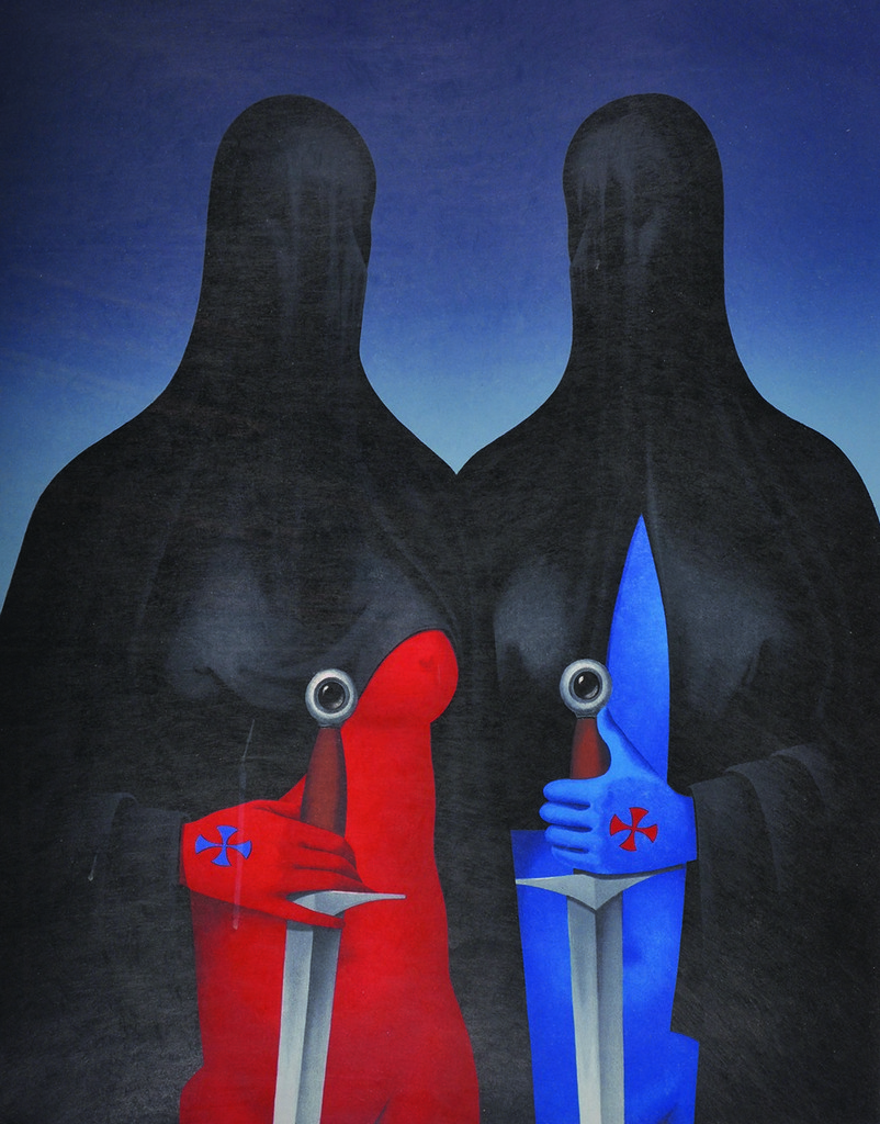 Felix Labisse (1905-1982) French. ‘Two Sword Carriers’, Lithograph, Signed and numbered 158/175 in