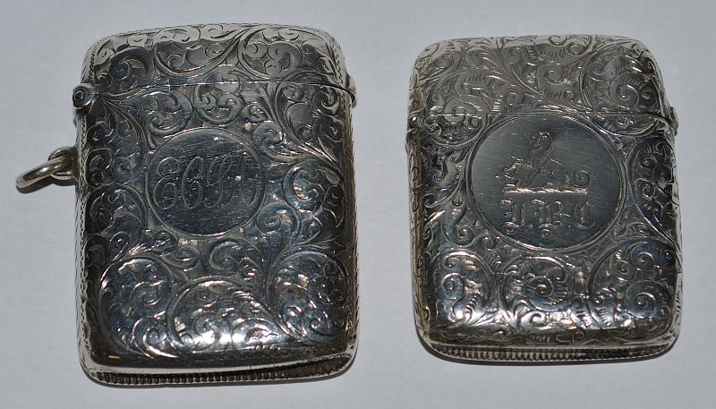 TWO VICTORIAN ENGRAVED VESTA CASES, Birmingham 1897 and 1900.