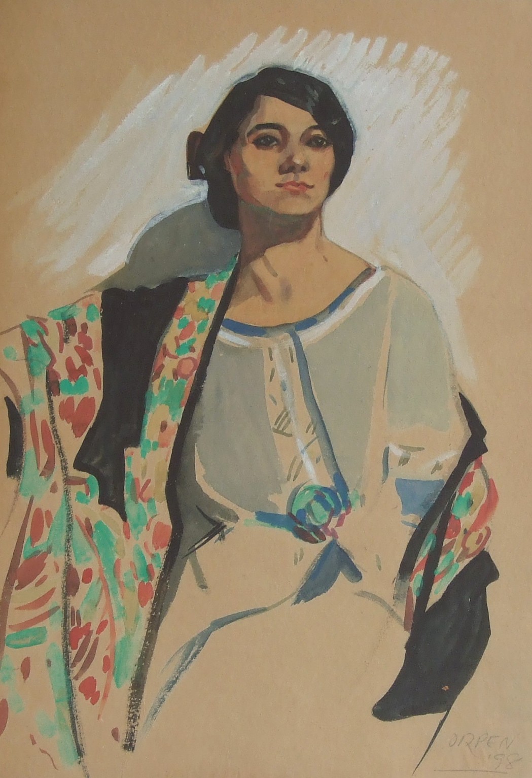 William Orpen (1878 ? 1931) THE SHAWL Watercolour.  Signed in pencil.  Dated ?98 45 cm x 30 cm