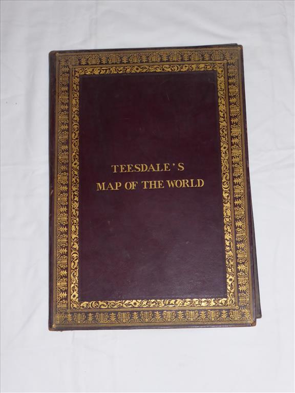 TEESDALE`S MAP OF THE WORLD 1845, FULL LEATHER BOOK COVER, ENGRAVED BY JOHN DOWER
