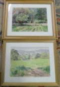 2 landscape watercolours with signature Owen Bowen (1873-1967) 59 cm x 49 cm & 55 cm x 45 cm