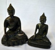 Pr of painted bronze buddah figures