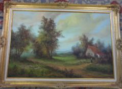 Lg painting of a countryside scene 104 cm x 76 cm