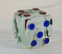 Murano style glass dice paperweight