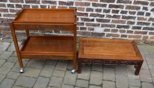 Opium table & carved 2 tier trolley