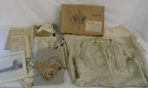 Vintage 1941 wedding dress by Derry & Toms Kensington together with pt tiara & associated ephemera