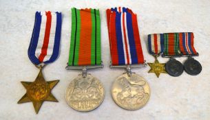 WWII War Medal, The Defence Medal, France & Germany star & miniatures