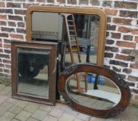 Overmantle mirror & 2 others