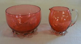 Cranberry jug and bowl