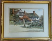 Watercolour of Tudor House with signature William Rawson 50 cm x 40 cm