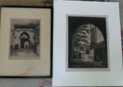 Framed etching signed bottom right Alex H. Kirk & 1 unframed etching dated 1880