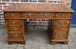 Reproduction Geo oak pedestal desk with cross banding