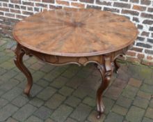 Circular dining table with carved legs