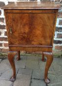 Walnut veneered pot cupboard/bedside cabinet with brushing slide & cross banding