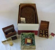 Tabletop Bagatelle, telescope & noughts & crosses by Past Times & Flask