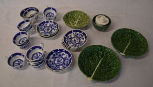 Blue & white ceramics & cabbage dishes etc