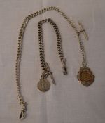 2 Silver chains with T bars, total weight 2.4oz