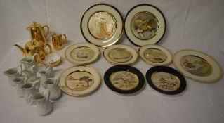 Royal Worcester part tea/coffee set, Portmeirion jugs & various collectors plates