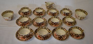 12 Royal Crown Derby imari cups & saucers, milk jug, sugar bowl & slops bowl