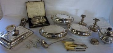 Various SP inc candlesticks & serving dishes